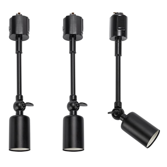 KAYYELAMP Set of Three Black Adjustable Angle J-Type Track Light 14.5 Inches Height Vintage Simple Design for Home Kitchen Counter Table Plants Shelf(No Bulb, Track)