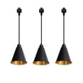 thumbnail image 1 of KAYYELAMP Set of Three Black Metal Cone Shade Inner Gold Track Lighting H-Type 11.8 Inches Woven Black Cord Vintage Track Lamp for Kitchen Dining Table Loft(No Bulb, Track), 1 of 6