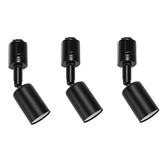 KAYYELAMP Set of Three Black Simple Track Light H-Type E26 Base Adjustable Angle Mini Track Head Lighting for Plants Shelf Kitchen Wall Painting Counter(No Bulb, Track)