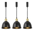thumbnail image 1 of KAYYELAMP Set Three H-Type Track Lamp Gold Base Black Metal Shade Adjusted Cord Track Pendant Light for Kitchen Dining Table Loft(No Bulb, Track), 1 of 7
