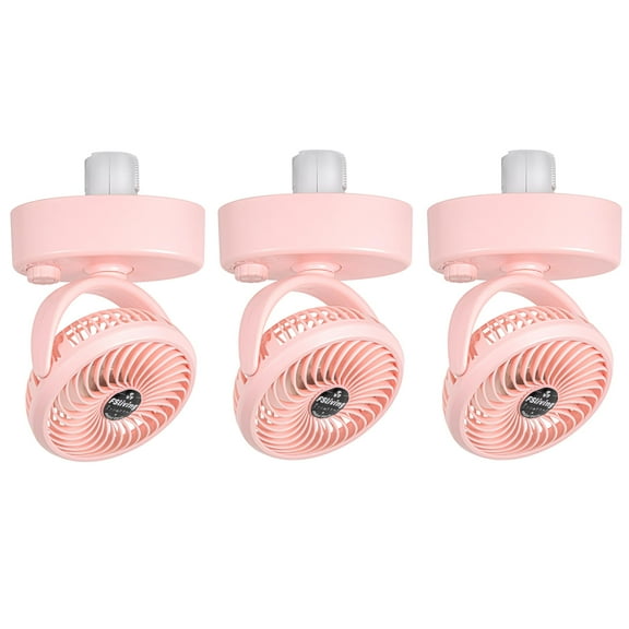 KAYYELAMP Set Of Three Pink Track Ceiling Adjustable Wind Speed Mini Fan H-Type Track Mount Easy To Install Adjustable Angle Simple Design For Home Kitchen