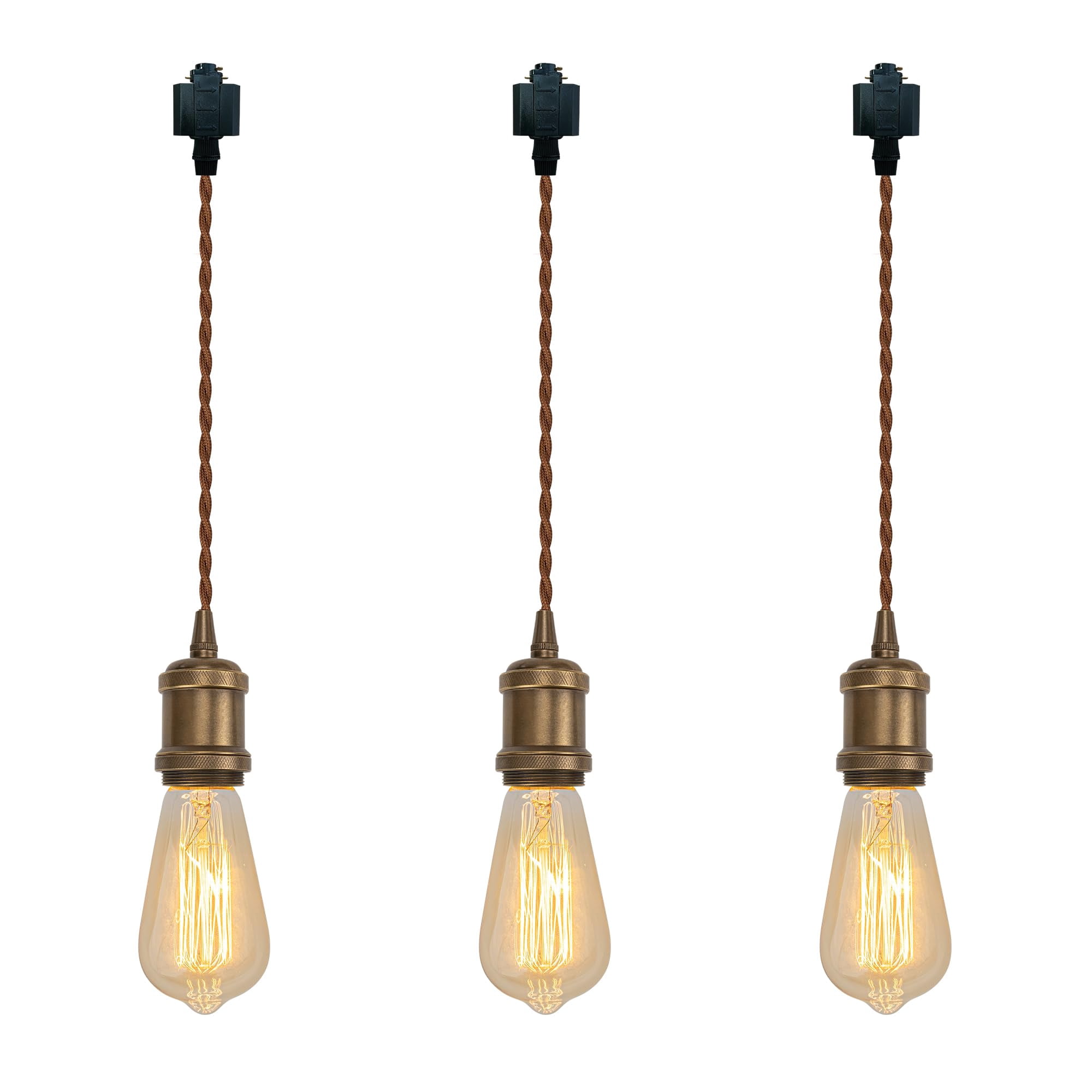KAYYELAMP Set of Three Vintage Design Copper Base H-Type Track Pendant ...
