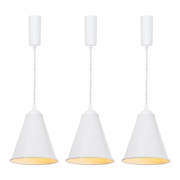 KAYYELAMP Set of Three White Metal Cone Lampshade J Type Track Light 3.2 Ft Adjusted Cord E12 Base Modern Design Track Lamp for Kitchen Stairs Home(No Bulb, Track)