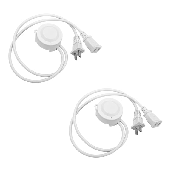 KAYYELAMP Set of Two White Motion Sensor Parts Extension Cord Light Sensor Sensitivity Time Adjustable Plug in Socket Type Auto Detect Switch Lights Waterproof IP54 Timer Switch