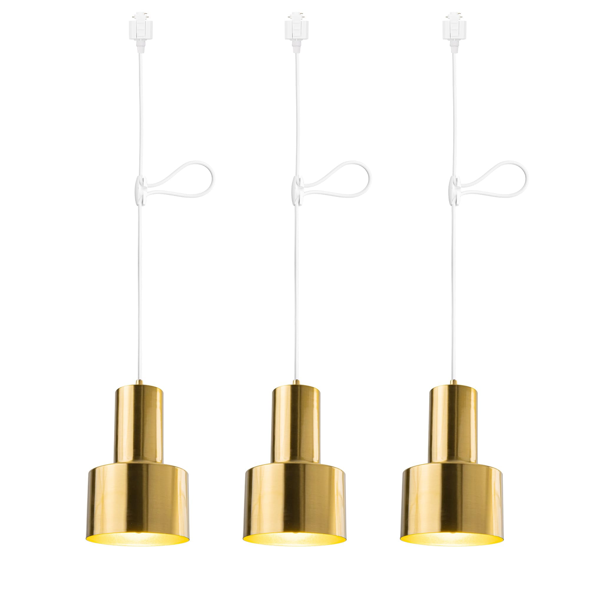 KAYYELAMP Set of 3 H-Type Gold Bronze Track Lighting E26 Base Cord Adjustable Vintage Design 3.9 Feet for Kitchen Restaurant(No Bulb, Track)