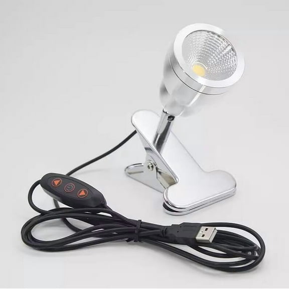 KAYYELAMP Silver Mini LED Spotlight, Dimmable, Clip-on, USB Wiring, for Desk, Bedside, Night Light