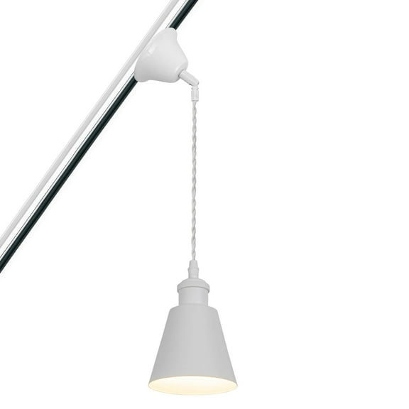 KAYYELAMP Slope Position Roof Track Light J-Type White Base and Metal Shade Adjusted Cord Vintage Pendant Lighting for Kitchen Bar Dining Room (No Bulb, Track)