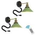 thumbnail image 1 of KAYYELAMP Spiral Retractable Plug in Cord Remote Control Wall Sconce Green Shade Vintage Minimalist 2-Lights for Bedside Doorway Bathroom(No bulb), 1 of 5