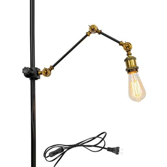 KAYYELAMP Telescopic Adjustable Arm Vertical Fittings Bracket Lighting 9.8Feet Cable No Wiring Required Vintage Design Clip Lamp for Iron Pipe Wooden Board Home Store