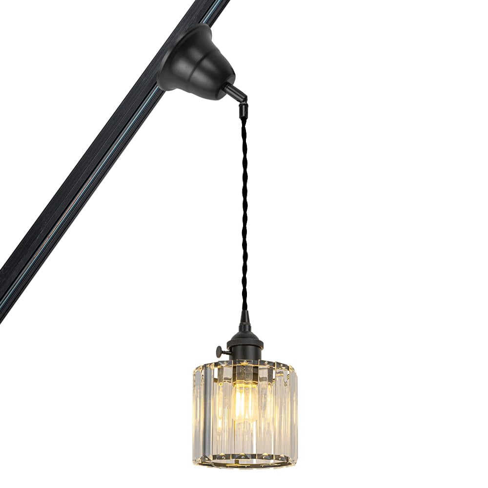 KAYYELAMP H-Track Pendant Light Set Of 3 – 7.08" Clear Glass Shades, Adjustable Wire Length (3.9 Ft), E26 Base, Single Circuit Track Adapter, For Loft, Aisle, Bedroom – No Bulbs, No Track Included