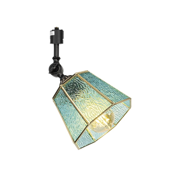 KAYYELAMP Track Mount Ceiling Light J-Type Adjustable Angle Tiffany-Style Blue E26 Vintage Track Head Lighting for Loft Wall Painting Hallway(No Bulb, Track)