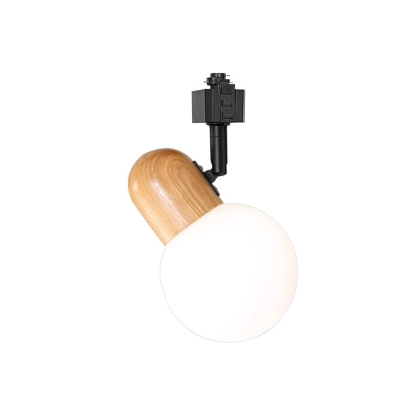 KAYYELAMP Track Mount White Glass Ball H-Type Ceiling Light Adjustable Angle Wood E26 Base Modern Decor for Bar Kitchen Home(No Bulb, Track)