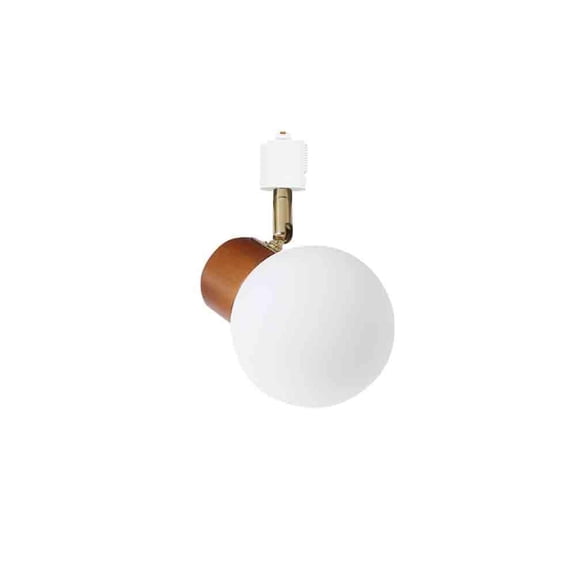 KAYYELAMP Track Mount White Glass Ball J-Type Ceiling Light Adjustable Angle Walnut E26 Base Vintage Decor for Bar Kitchen Home(No Bulb, Track)