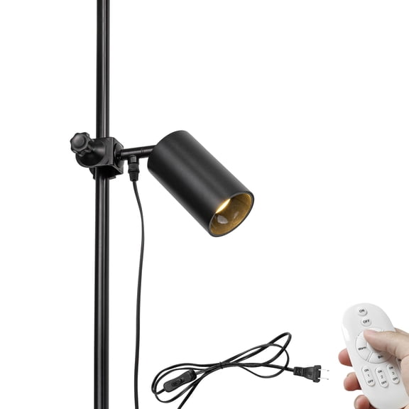 KAYYELAMP Vertical Clip-On Spotlight, 7W, Dimmable, Adjustable Angle, Black Retro Spotlight Attaches to Balusters, Vertical Round Pipe, Easy to Move