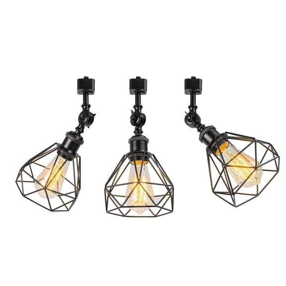 KAYYELAMP Vintage Black with Hollow Shade H-Type Track Lighting E26 Base Adjustable Angle Direction For Home Office Store Pack Of 3