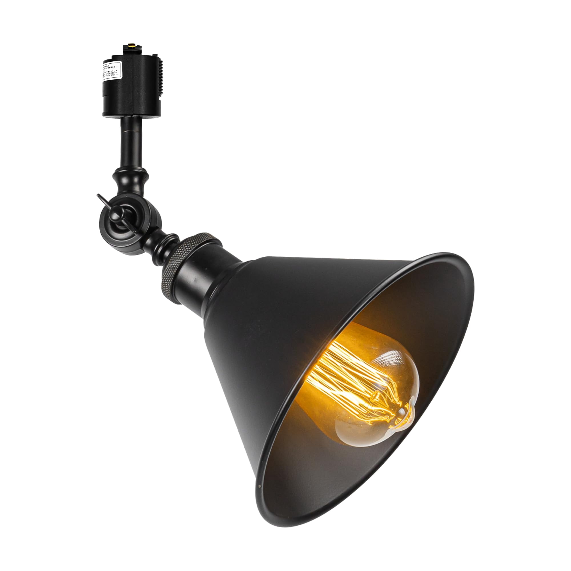 KAYYELAMP Vintage Black with Metal Shade J-Type Track Lighting E26 Base Adjustable Angle Direction For Home Office 1 Pcs