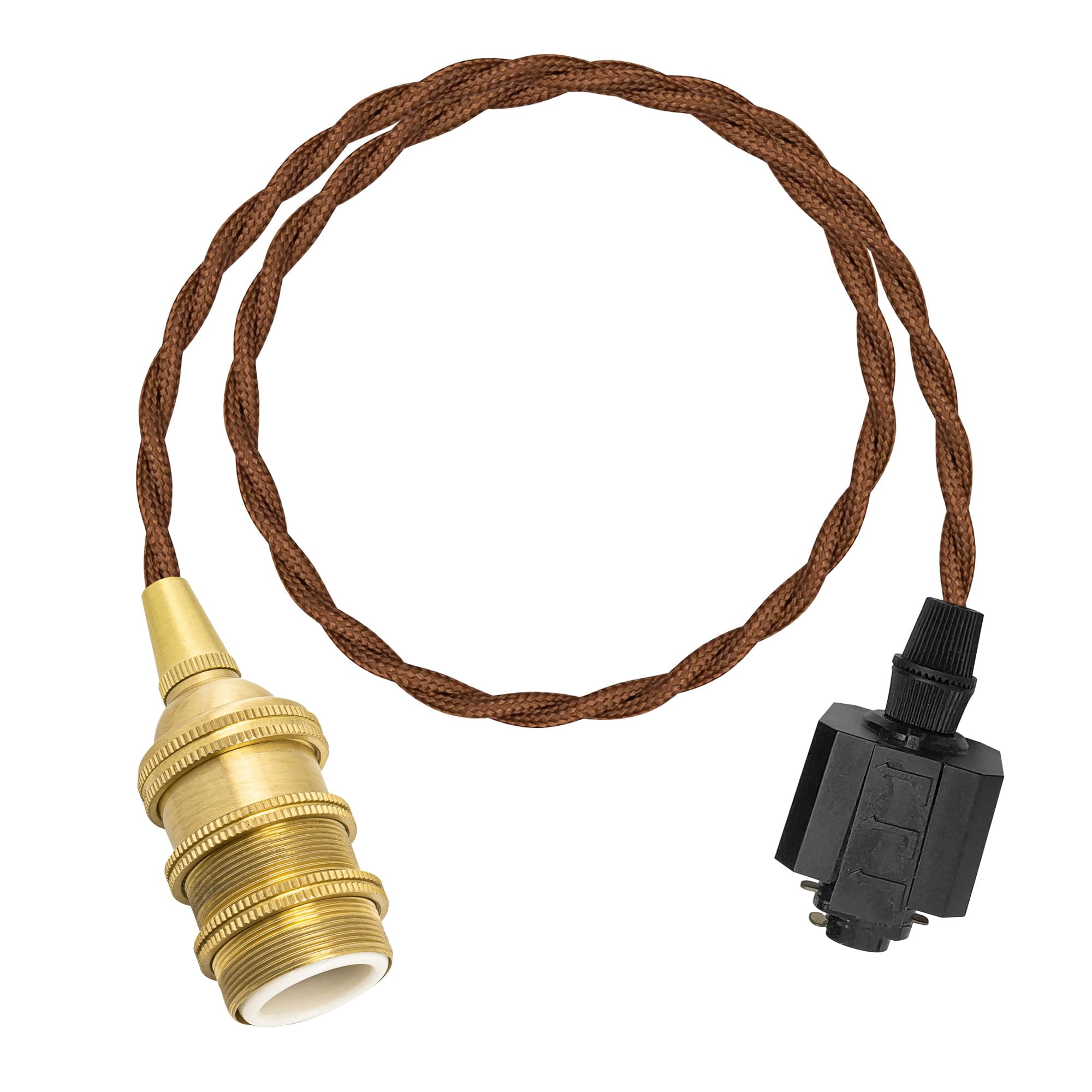 KAYYELAMP Vintage Brown Twisted Cord 23.6" Length H-Type Track Mount Lighting E12 Mini Brass Base Industrial Style for Store Kitchen(No Bulb, Track)