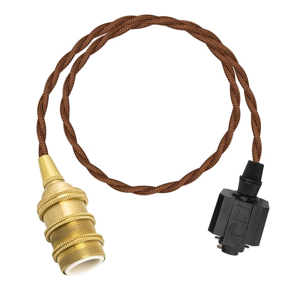 KAYYELAMP Vintage Brown Twisted Cord 39.3" Length H-Type Track Mount Lighting E12 Mini Brass Base Industrial Style for Store Kitchen(No Bulb, Track)