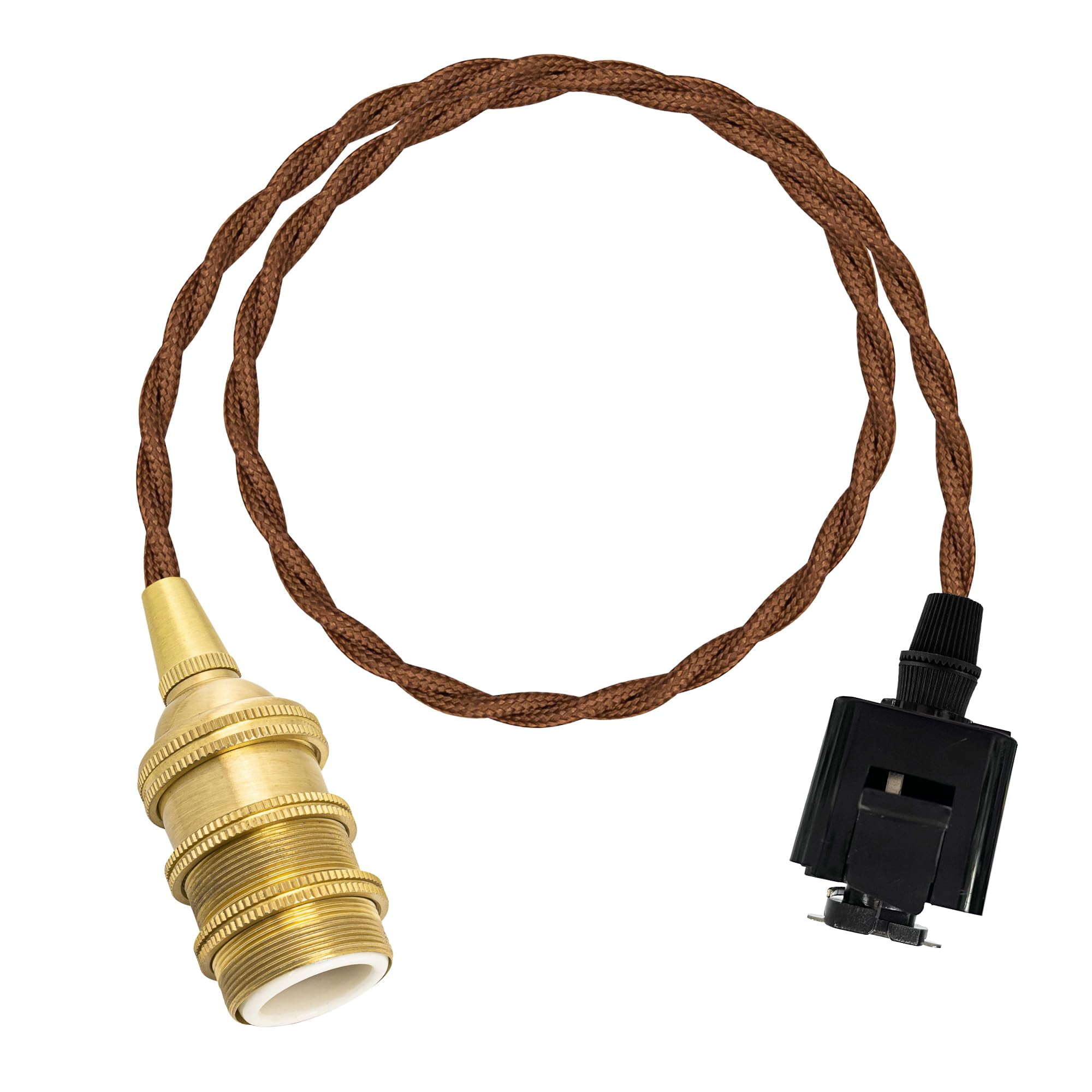 KAYYELAMP Vintage Brown Twisted Cord 39.3" Length J-Type Track Mount Lighting E12 Mini Brass Base Industrial Style for Store Kitchen(No Bulb, Track)