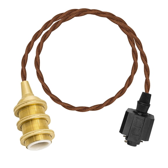 KAYYELAMP Vintage Brown Twisted Cord 59" Length H-Type Track Mount Lighting E12 Mini Brass Base Art Deco for Store Kitchen(No Bulb, Track)