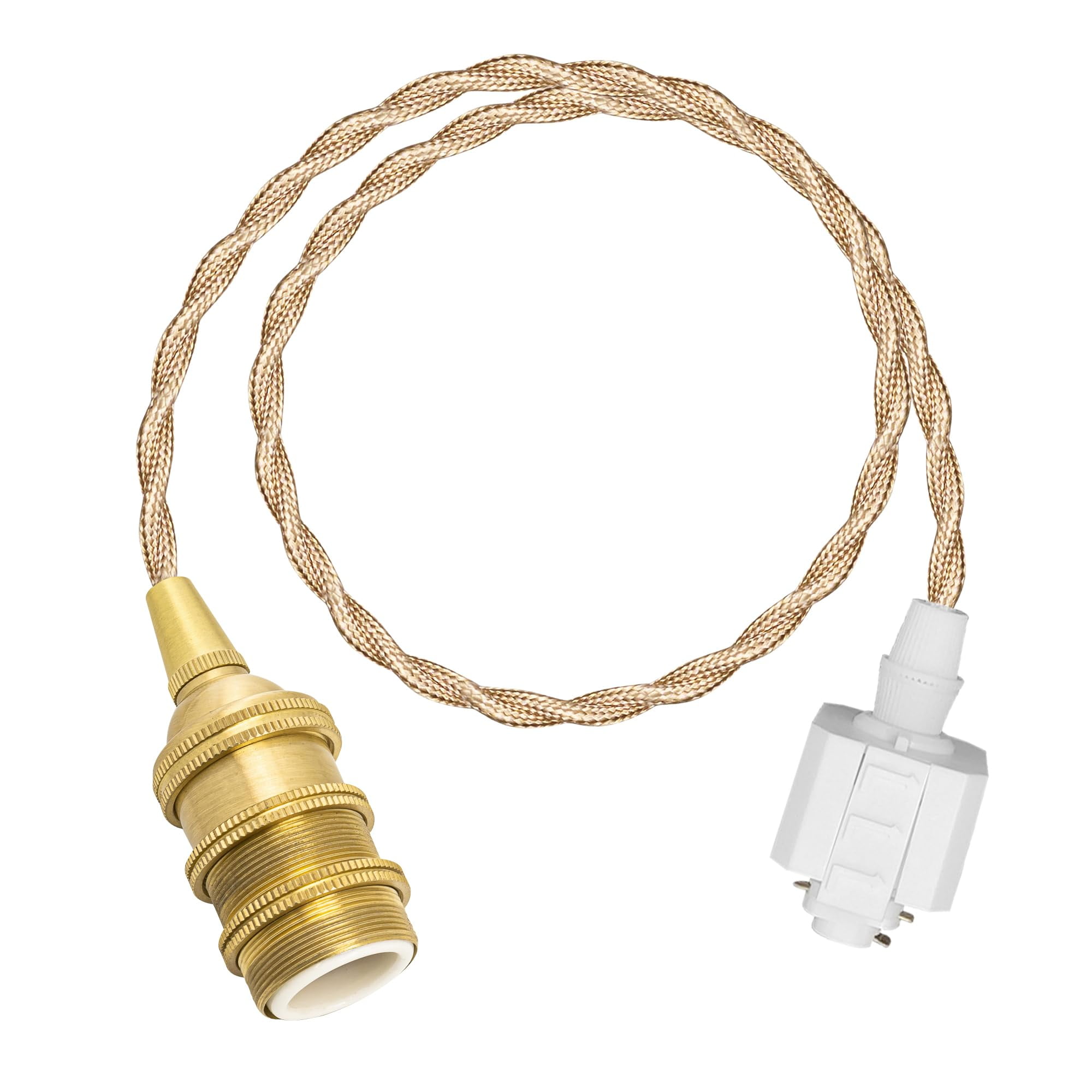 KAYYELAMP Vintage Light Gold Twisted Cord 59" Length H-Type Track Mount Lighting E12 Mini Brass Base Industrial Style for Store Kitchen(No Bulb, Track)