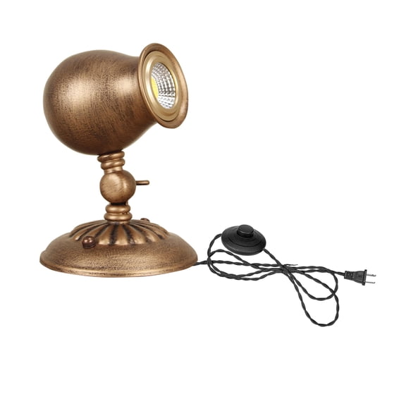 KAYYELAMP Vintage Rustic Adjustable Flood Light 3W Warm White Spot Lighting 9.8ft Plug in Cable with Foot Pedal For Living Room Picture Focusing Lamp 1Pcs Antique Copper