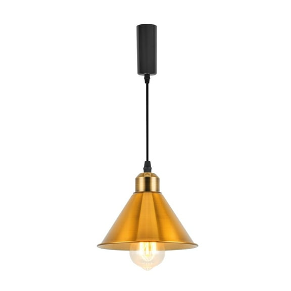 KAYYELAMP Vintage Style Track Hanging Light J-Type 3.9ft Adjustable Cord Gold Metal Pendant For Office Kitchen Restaurant