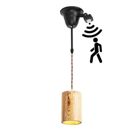 KAYYELAMP Wabi-Sabi Style Motion-Activated Track Light H-Type 1.9ft Cord Wood Pendant Lamp Nordic Style For Bar Kitchen Restaurant