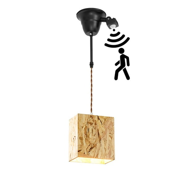 KAYYELAMP Wabi-Sabi Style Motion-Activated Track Light H-Type 1.9ft Cord Wood Rectangular Pendant Nordic Style For Bar Kitchen Restaurant