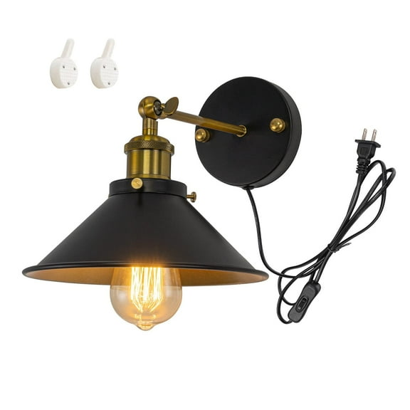 KAYYELAMP Wall Sconce 5.9feet UL Plug-in Cord E26 Base Retro Minimalist Style Wall Light Fixture for Cabinet Kitchen Hotel Bulb Sold Separately