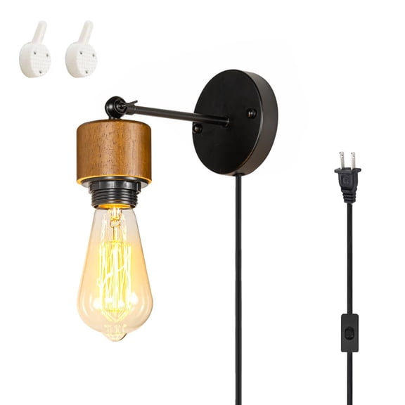 KAYYELAMP Wall Sconce 5.9feet UL Plug-in Cord E26 Base Retro Minimalist Style Wall Light Fixture for Cabinet Kitchen Hotel Bulb Sold Separately
