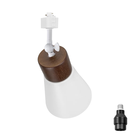 KAYYELAMP Walnut Base White Metal Shade H-Type Adjusted Angle Rotated Degree Full Spectrum Bulb 4500K 10W Track Light Vintage Design for Plants Flowers