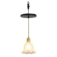 thumbnail image 1 of KAYYELAMP White Glass Flower Shade Hanging Light E26 Brass Base Adjustable Height Droplight Modern Design Pendant Light for Kitchen Island Sink Bedroom, 1 of 7