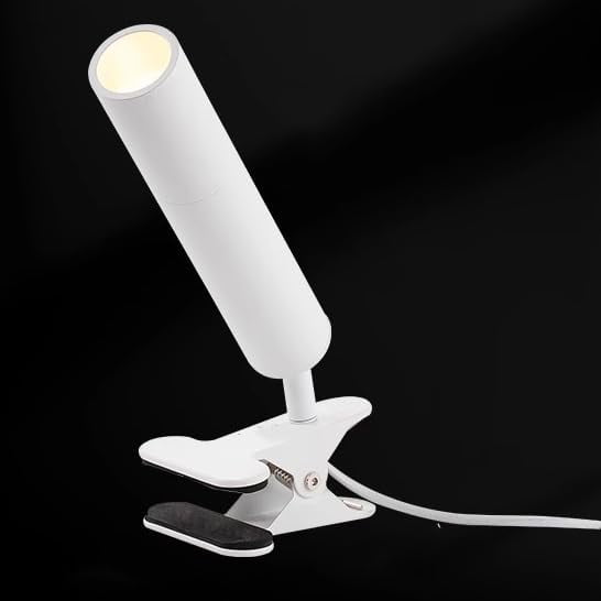 KAYYELAMP White Metal 3W 3000K Warm Light Spot Light Clip Mount Adjusted Angle Clamp Accent Lighting 5.2 Feet Plug Cord for Stage Background Rental House