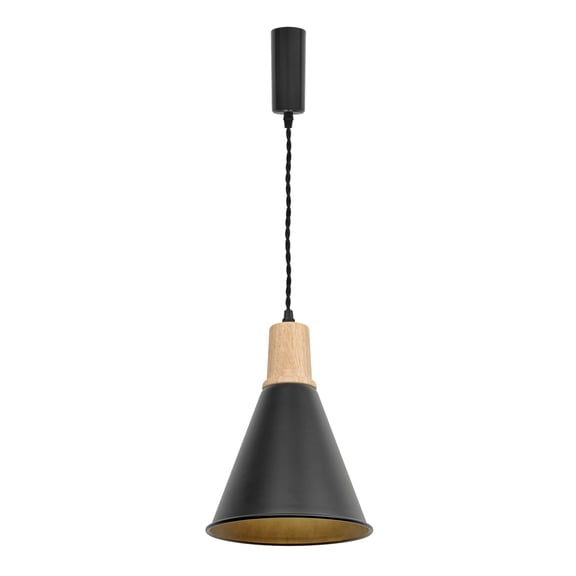 KAYYELAMP Wooden Base Black Cone Shade Metal L-Type Track Light E26 Base 3.9Ft Adjusted Cord Vintage Design Hanging Lamp for Kitchen Sink Home(No Bulb, Track)
