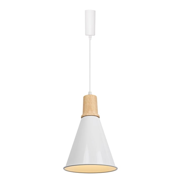 KAYYELAMP Wooden Base White Cone Shade Metal H-Type Track Light E26 Base 3.9Ft Adjusted Cord Vintage Design Hanging Lamp for Kitchen Sink Home(No Bulb, Track)