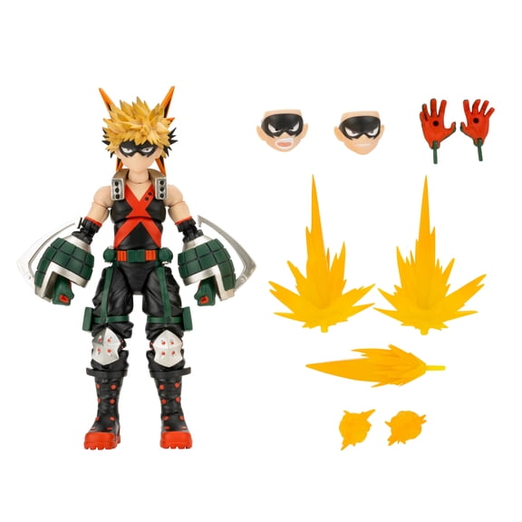 Total Anime Katsuki Bakugo - 6.5 inch Figure with Swappable Faceplates, Alternate Hands, and Blast Effects