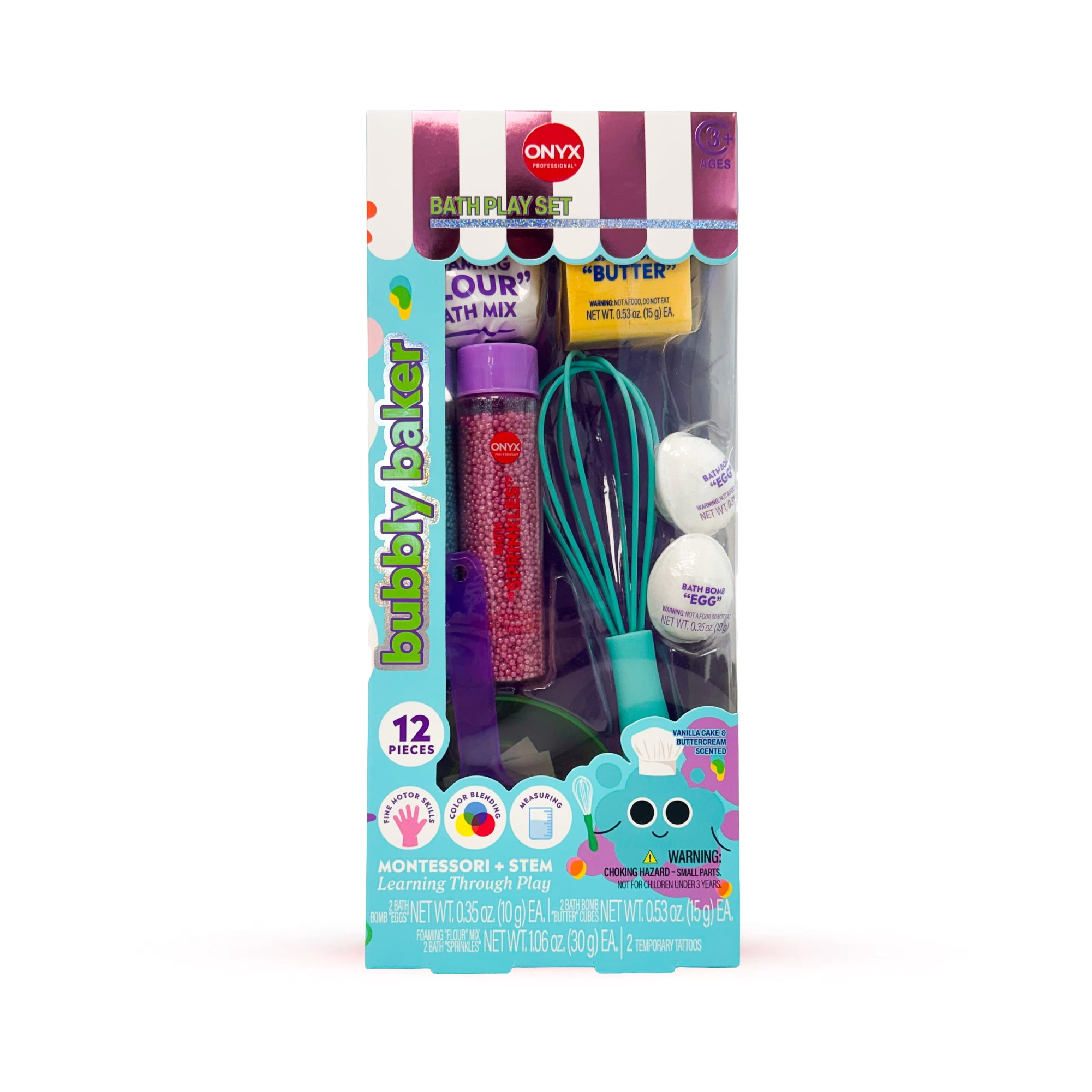 ONYX Professional Bubbly Baker Kids Bath Set, 12 pieces, Toy for Kids Ages 3 and Up