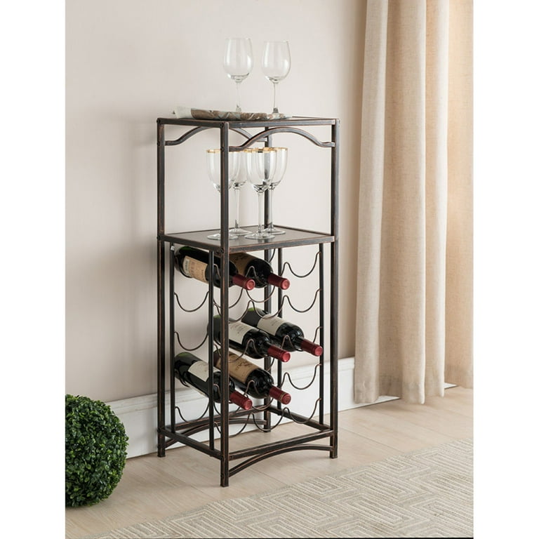KB 35 x 15 x 12 in. Metal Storage Wine Rack Brushed Copper