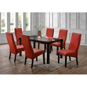 KB  40 x 23 x 18 in. Parson Chairs, Cappuccino & Red - Set of 2