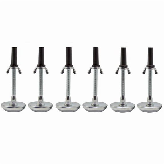 KB B1301-6 Adjustable Glides for Bed Frame, Black & Chrome - Set of 6