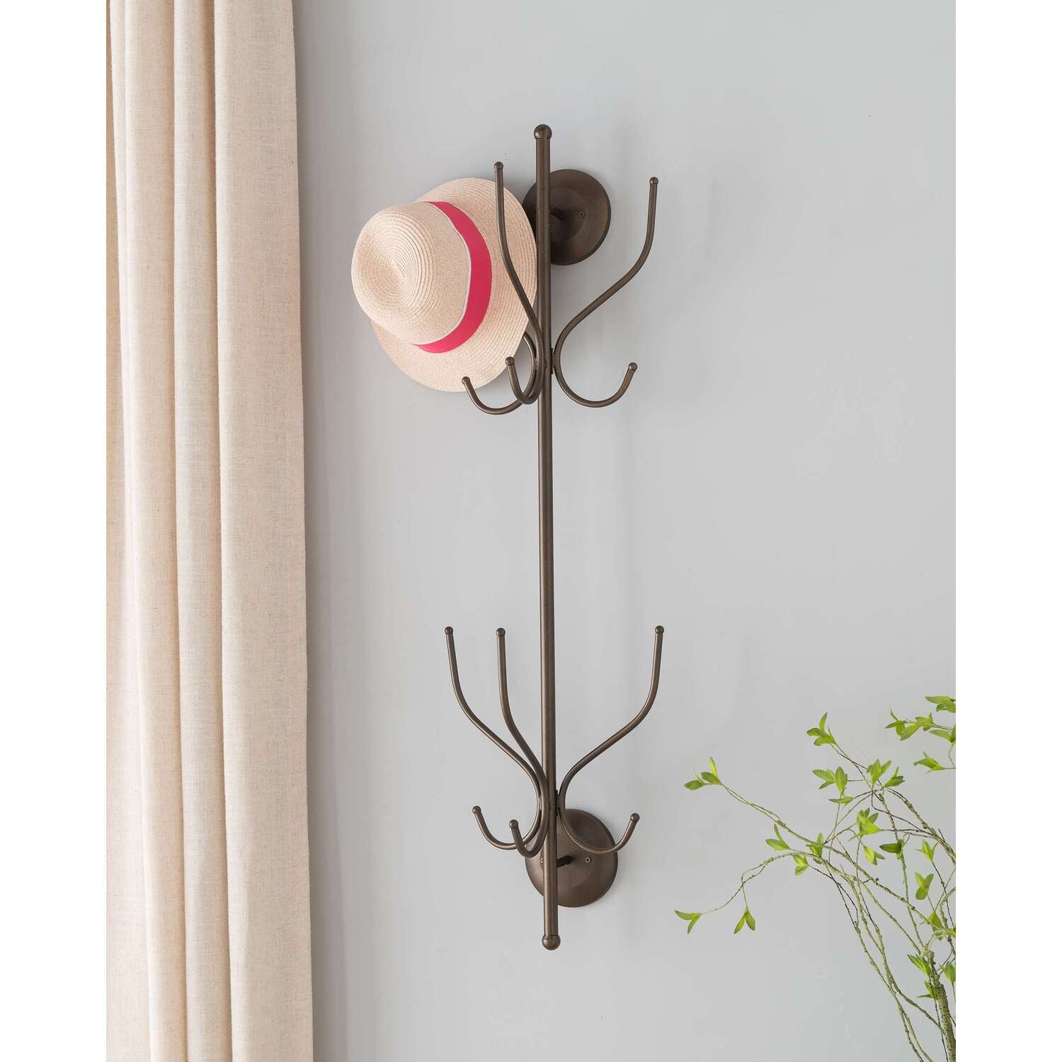 Free Shipping! KB 43.5 x 13 x 10 in. Metal 12 Hook Wall Mounted Hat ...