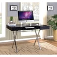 thumbnail image 1 of Room Designs Computer X Desk Black Gloss Modern Rectangle, 1 of 6