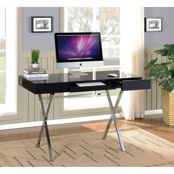 Room Designs Computer X Desk Black Gloss Modern Rectangle