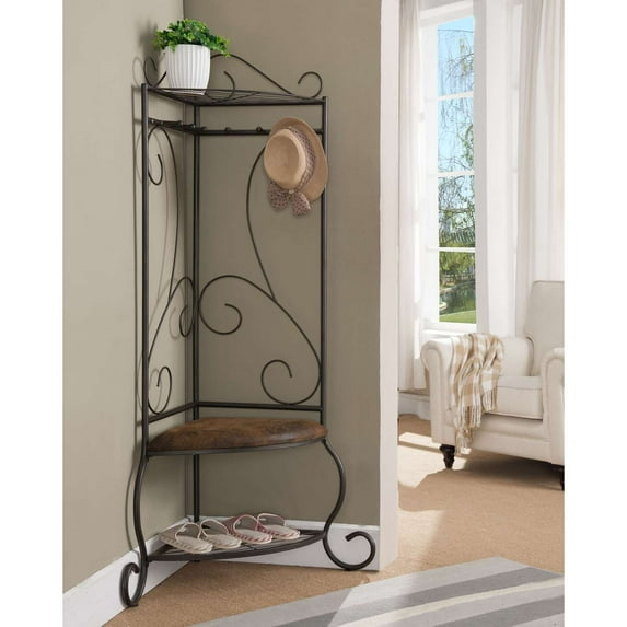 Room Designs Corner Hall Tree Pewter Traditional Triangle