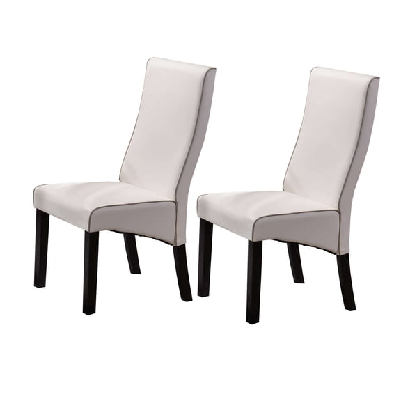 KB PC57-W 40 x 23 x 18 in. Parson Chairs, Cappuccino & White - Set of 2