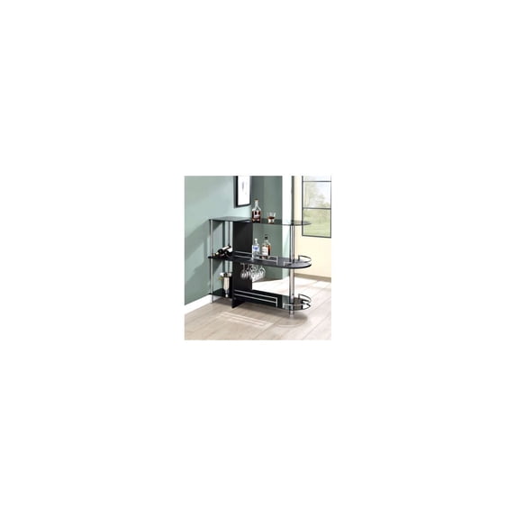 KB SC-6095-BK 41 x 47 x 16 in. Serving Cart - Chrome & Black