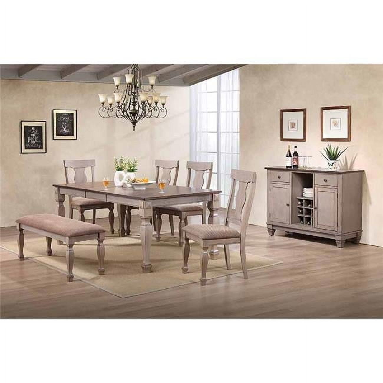 Two-Tone Brown Wood Upholstered Parsons Side Chair Set