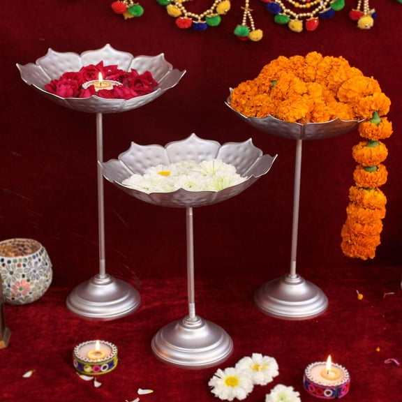 KBANZIBIU Pack of 3 Decorative Urli Bowl for Home Decor with Stands for Floating Flowers Home Decor Item - Decoration Items for Home Decor Bedroom Center Table Pooja Room Office