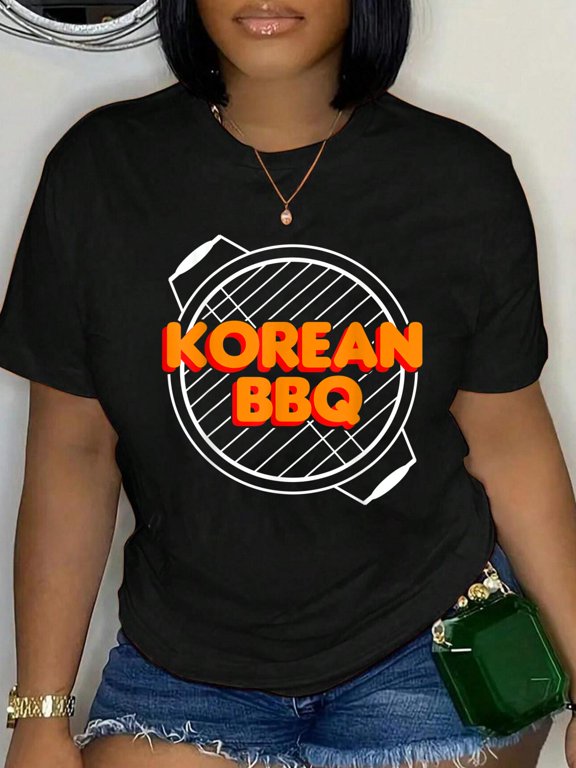 KBBQ Korean Barbecue Grill Relaxed Fit Classic Comfort Cotton T-Shirt Women's Men's Graphic Tee Crew Neck summer vacation Tops